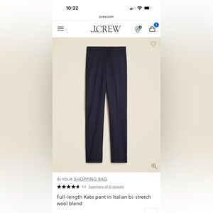 Petite full length Kate straight leg pant in Italian bi-stretch wool Navy Blue